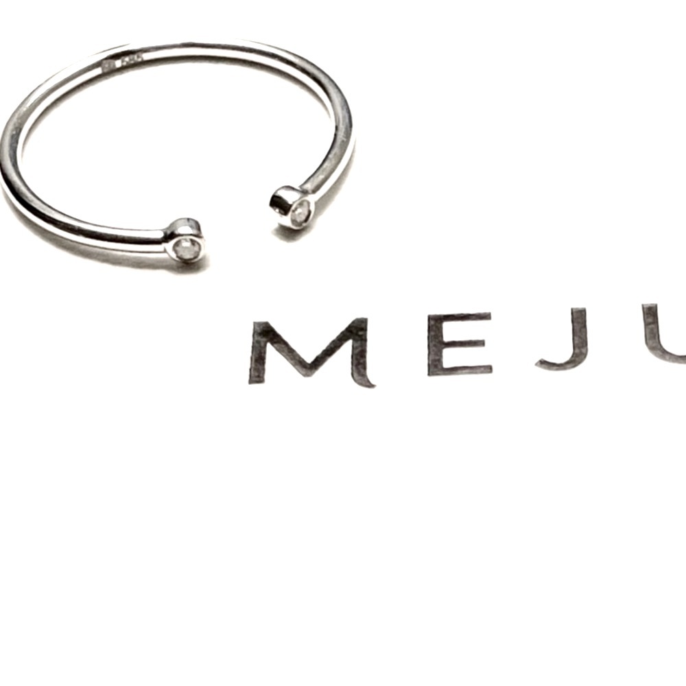 Mejuri 14k White Gold Double Diamond 
Open Ring Size 7